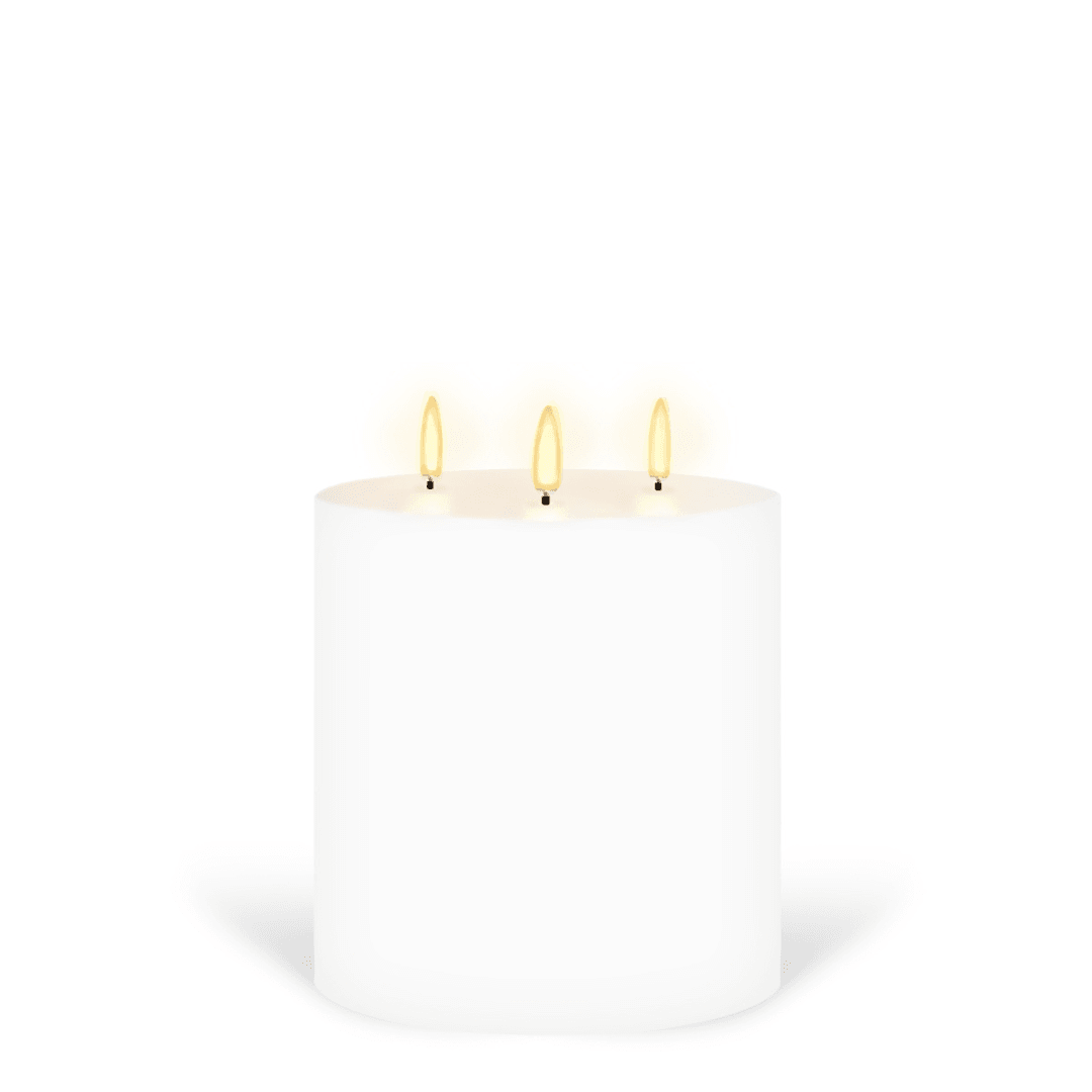Flameless Candles - Enjoy Living - Enjoy Living Uyuni Nordic White Smooth Flameless Candle - Triple Wick - The Gift Company