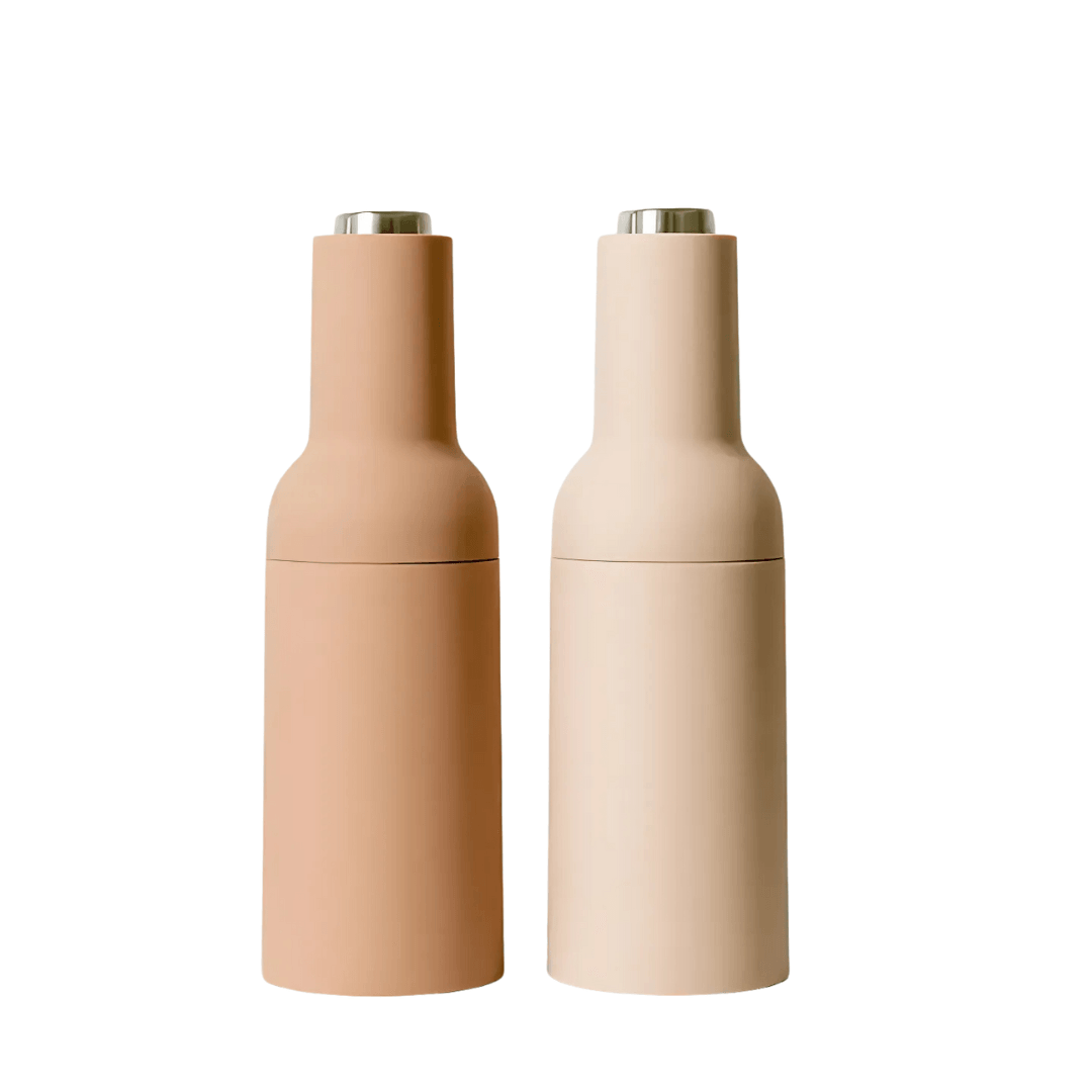 Food Grinder - Sage & Cooper - Sage & Cooper Thea Automatic Salt & Pepper Grinders - Beige & Caramel - The Gift Company