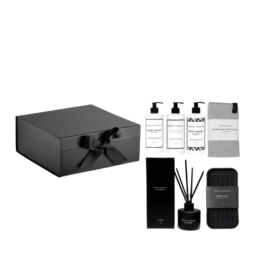 Gift Box - BARKLY BASICS - Barkly Basics Bathroom Basics Black Gift Hamper - The Gift Company