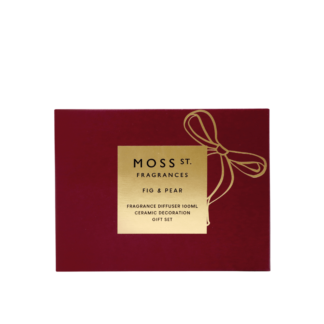 Gift Set - Moss St Ceramics - MOSS ST Fig & Pear Mini Ceramic Diffuser 100ml & Decoration Gift Set - The Gift Company