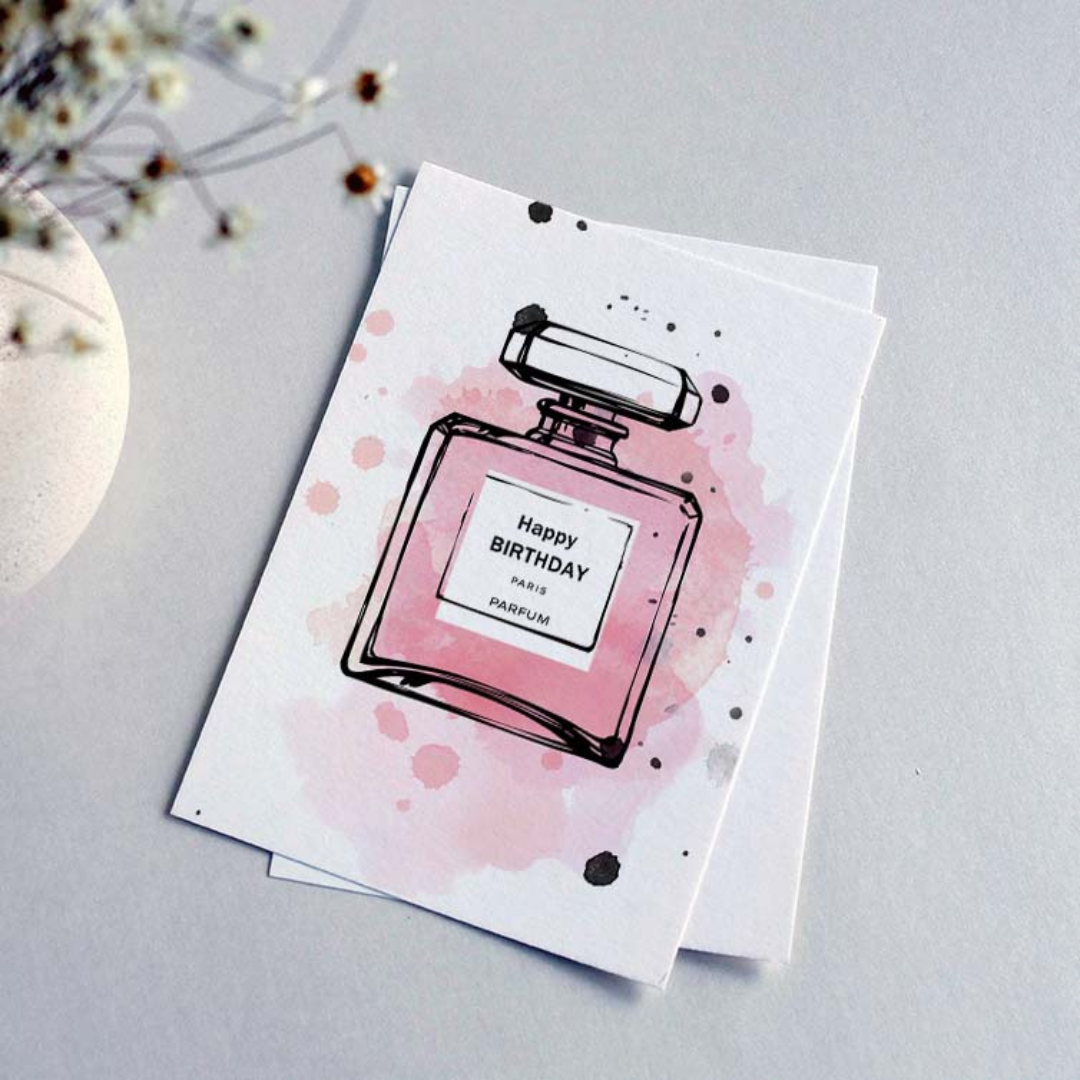 Greeting Card - Susan Keiran - Susan Keiran Greeting Card Pink Perfume - The Gift Company