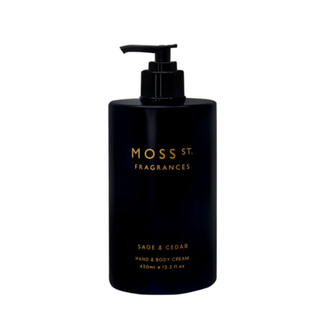 Hand & Body Cream - Moss St - Moss St. Fragrances Sage & Cedar Hand & Body Cream 450ml - The Gift Company
