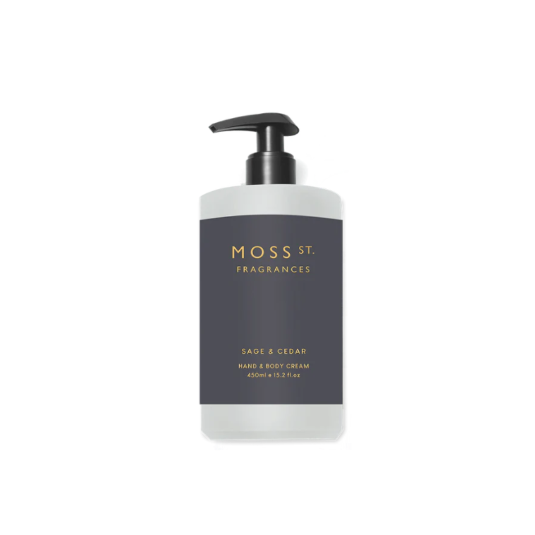 Hand & Body Cream - Moss St - MOSS ST Sage & Cedar Hand & Body Cream 450mL - The Gift Company