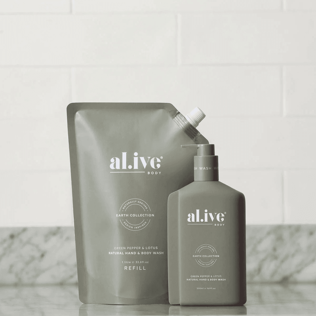 Hand & Body Wash - Al.ive - al.ive body Hand & Body Wash - Green Pepper & Lotus 1L - The Gift Company