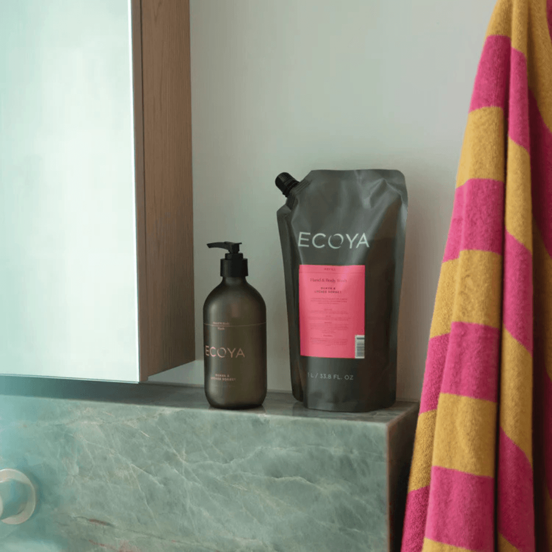 Hand & Body Wash - Ecoya - ECOYA Guava & Lychee Sorbet Hand & Body Wash Refill 1L - The Gift Company