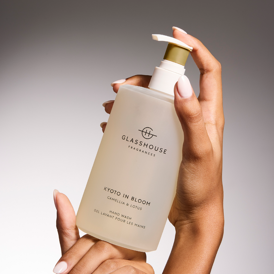 Hand & Body Wash - Glasshouse - Glasshouse Fragrances Kyoto in Bloom Camellia & Lotus Hand Wash 450mL - The Gift Company