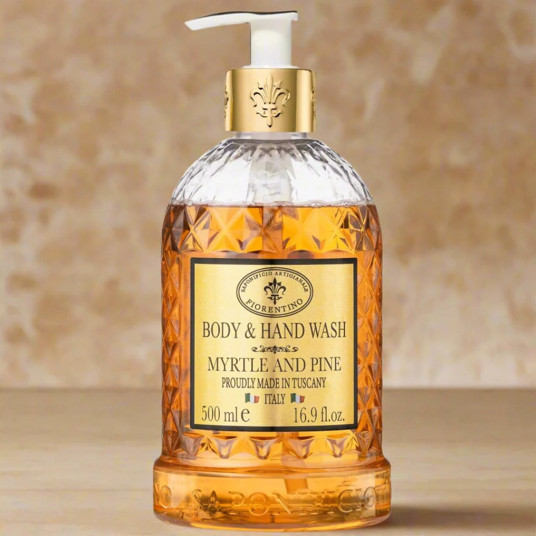 Hand & Body Wash - Saponificio Artigianale Fiorentino - Saponificio Artigianale Fiorentino Body & Hand Wash Myrtle & Pine 500ml - The Gift Company