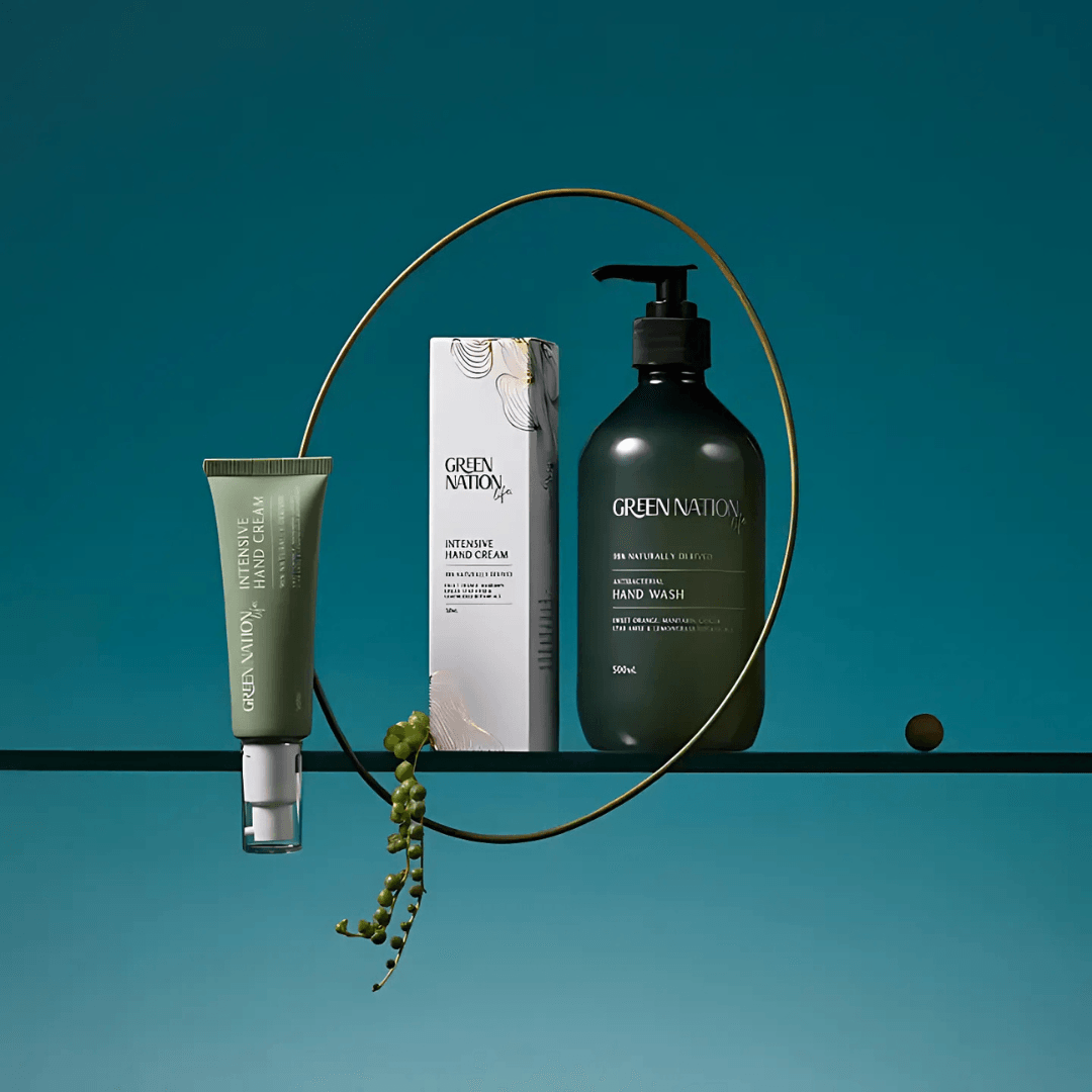 Hand Care Set - Green Nation Life - Green Nation Life - Antibacterial Hand Wash (500mL) & Intensive Hand Cream (50mL) Set - The Gift Company
