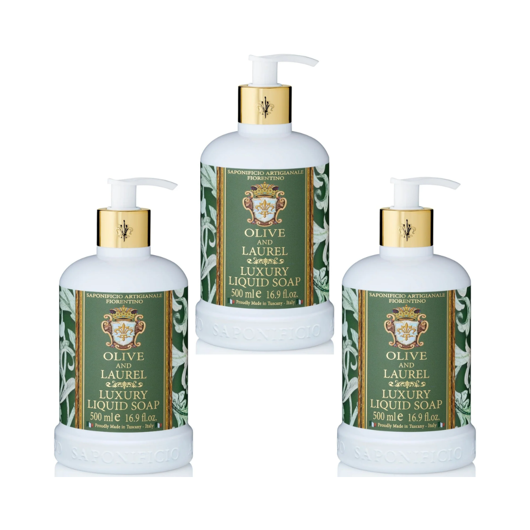 Hand Wash - Saponificio Artigianale Fiorentino - Saponificio Artigianale Fiorentino Olive & Laurel Hand Wash Set of 3 x 500mL - The Gift Company