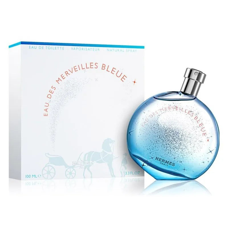 Hermès Eau des Merveilles Bleue Eau de Toilette 100mL bottle and box