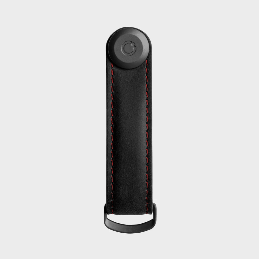 Key Organiser - Orbitkey - Orbitkey - Key Organiser Crazy-Horse Obsidian Black with Red Stitching - The Gift Company