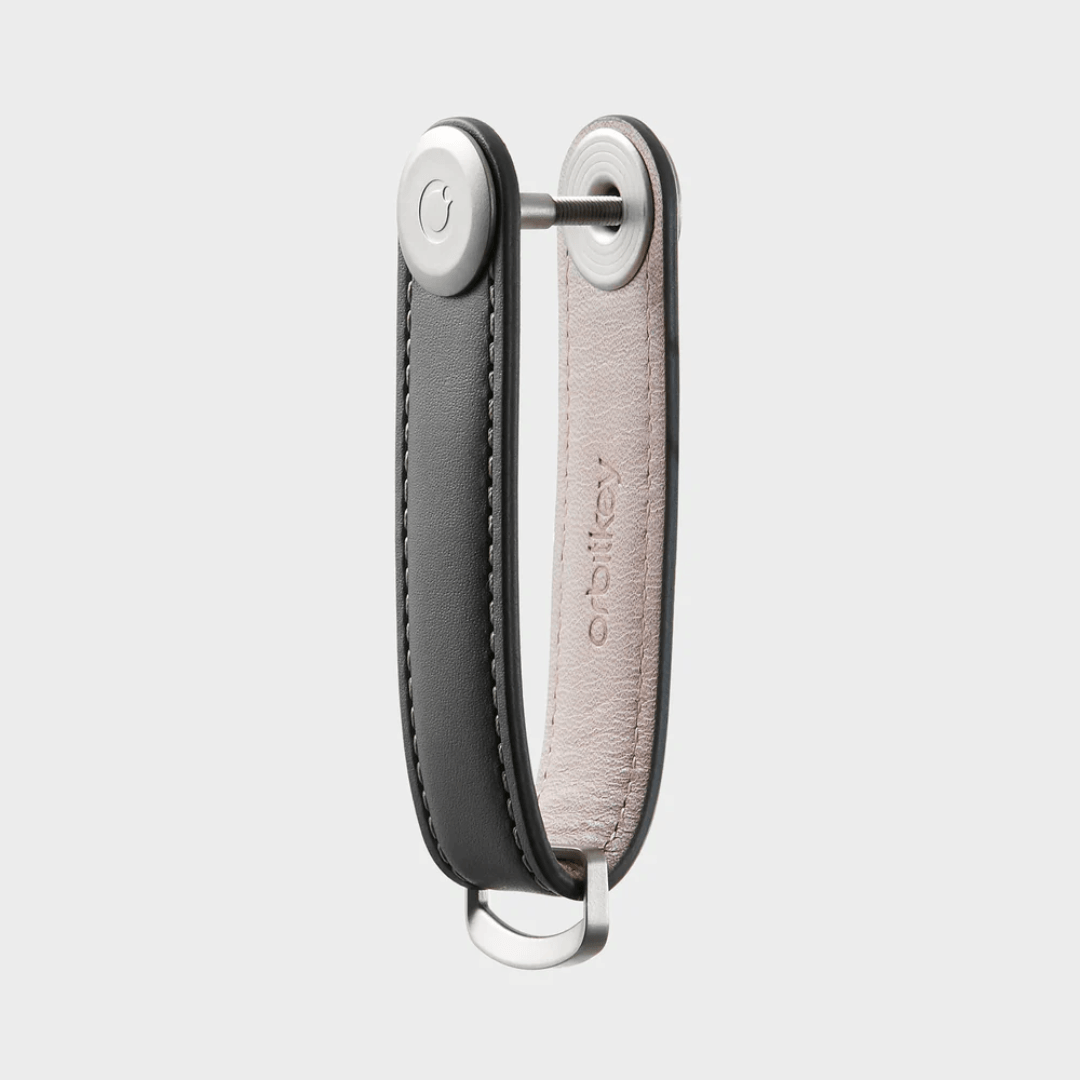 Key Organiser - Orbitkey - Orbitkey - Key Organiser Leather Charcoal with Grey Stitching - The Gift Company
