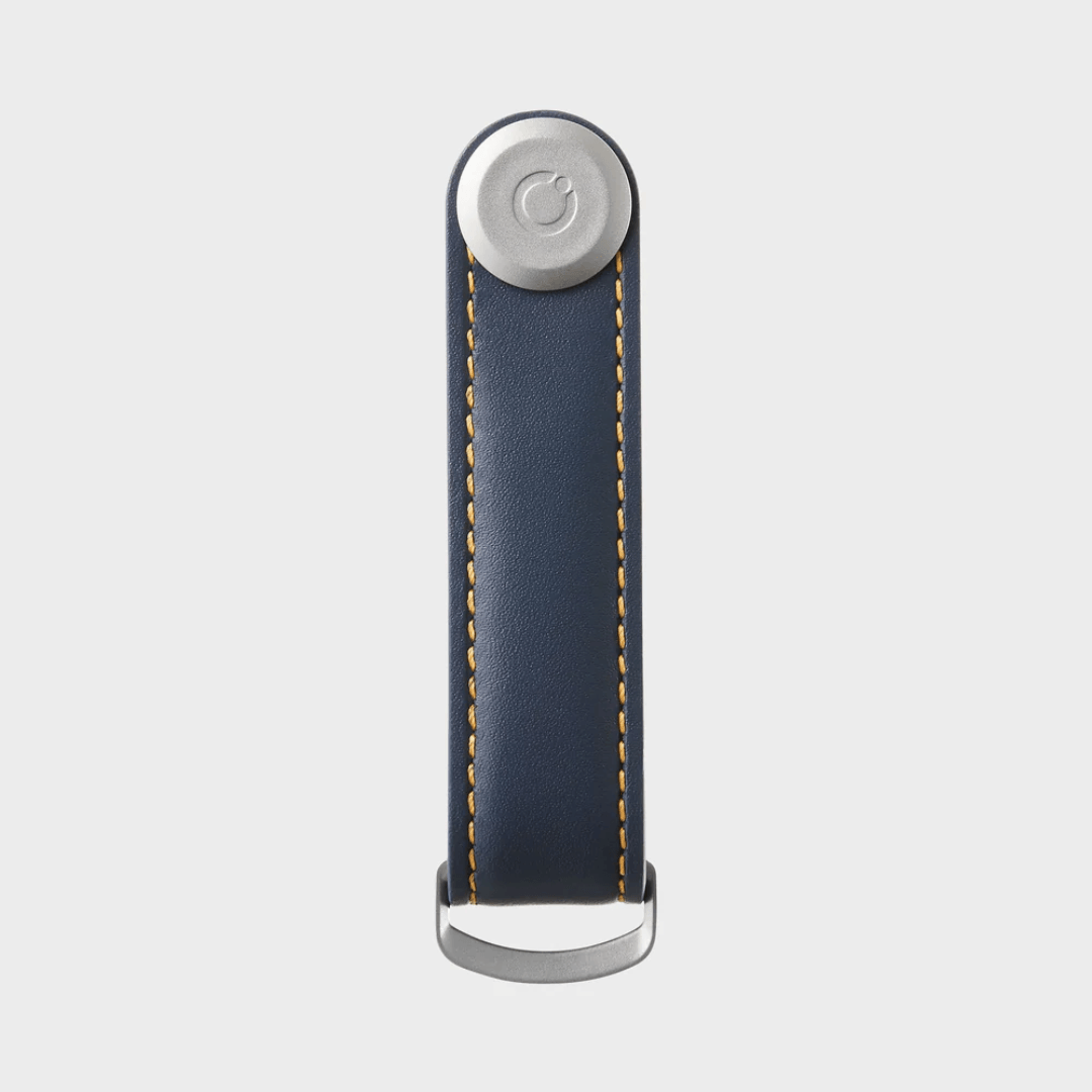 Key Organiser - Orbitkey - Orbitkey - Key Organiser Leather Navy with Tan Stitching - The Gift Company