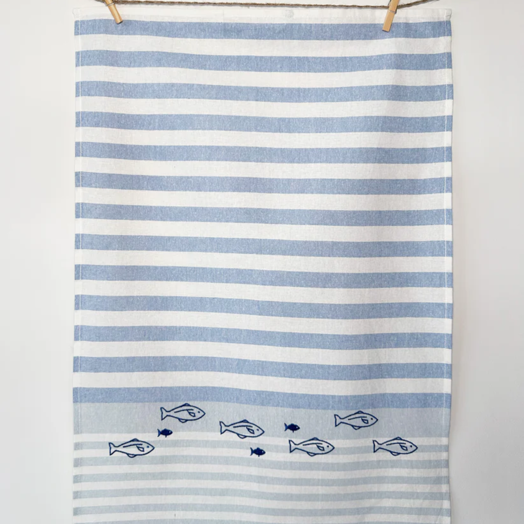 Kitchen Towel - Grubentuch - Grubentuch German Quality Tea Towels Ocean School of Fish - The Gift Company