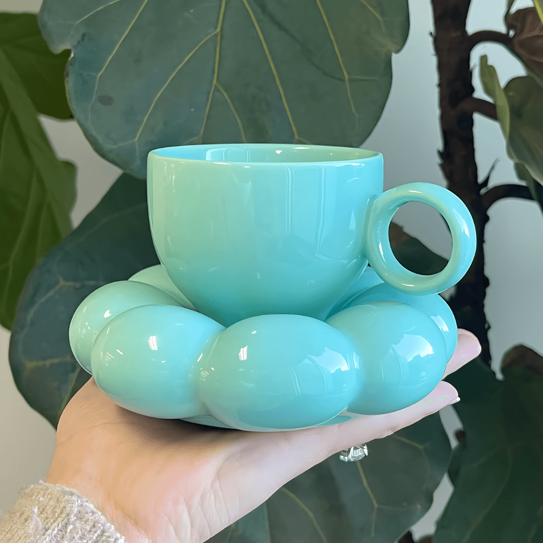 Mug & Saucer - Sage & Cooper - Sage & Cooper Lottie Mug & Saucer Set - Teal - The Gift Company