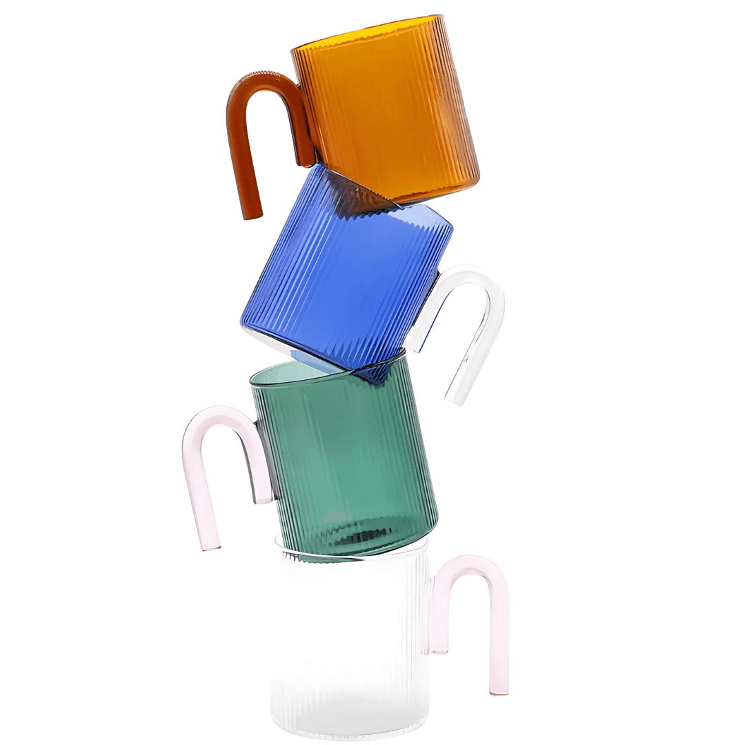 Mug - Sage & Cooper - Sage & Cooper Archer Ribbed Glass Cup Ocean Blue - The Gift Company