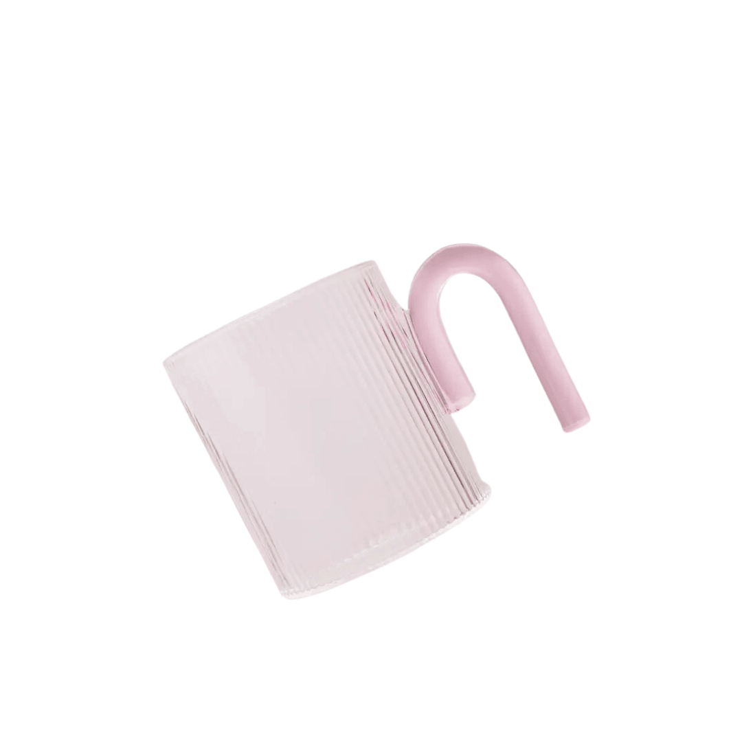 Mug - Sage & Cooper - Sage & Cooper - Archer Ribbed Glass Cup Taffy Pink - The Gift Company