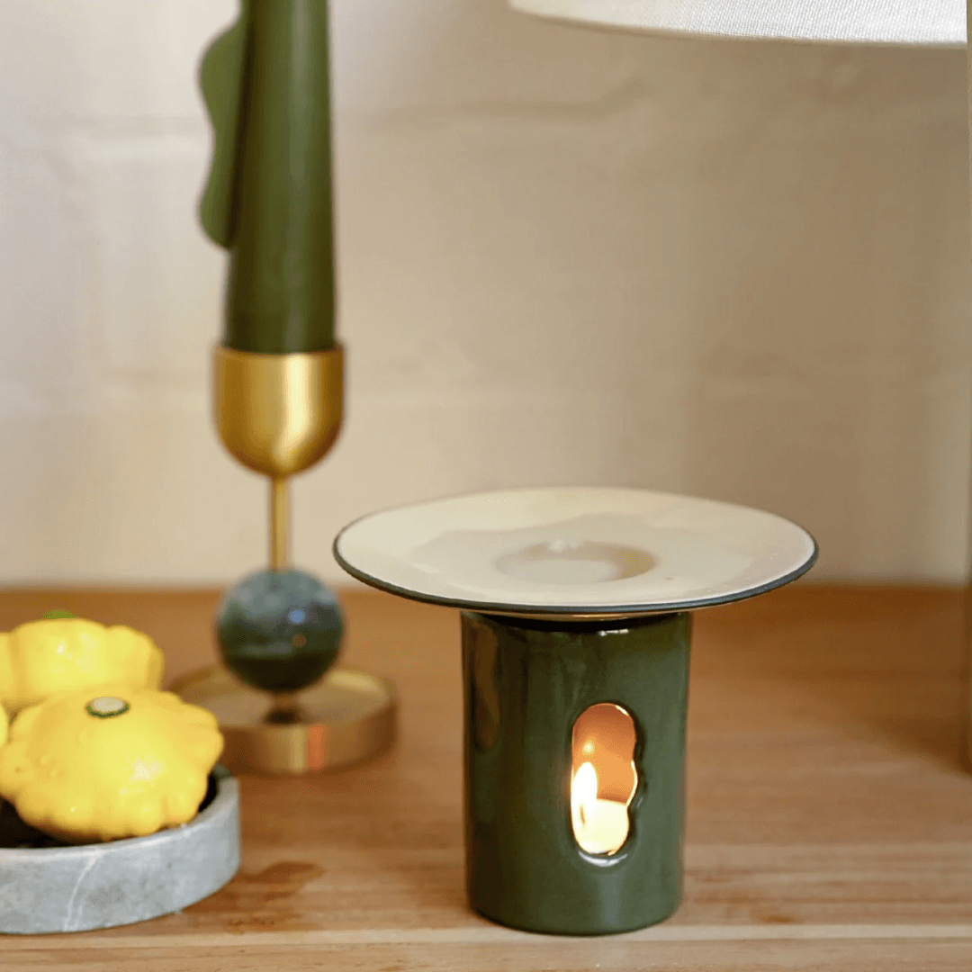 Oil Burner - Black Blaze - Black Blaze Lumière Oil Burner Olive - The Gift Company