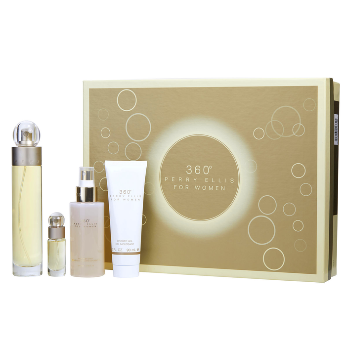 Perry Ellis 360 Women Gift Set 100mL EDT + Body Mist + Shower Gel + Mini EDT