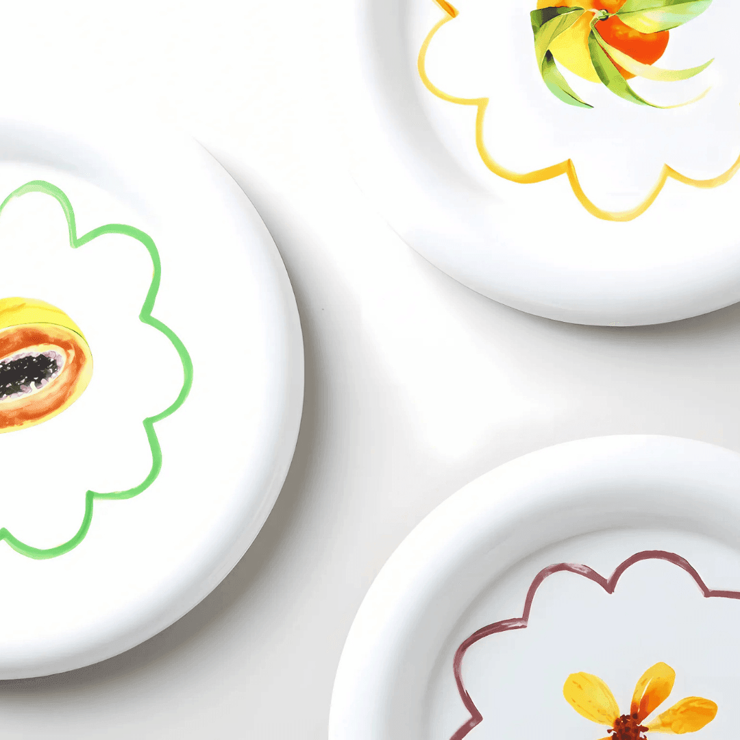 Plate - Sage & Cooper - Sage & Cooper Summer Fruit Plate - Yellow Flower Plate - The Gift Company