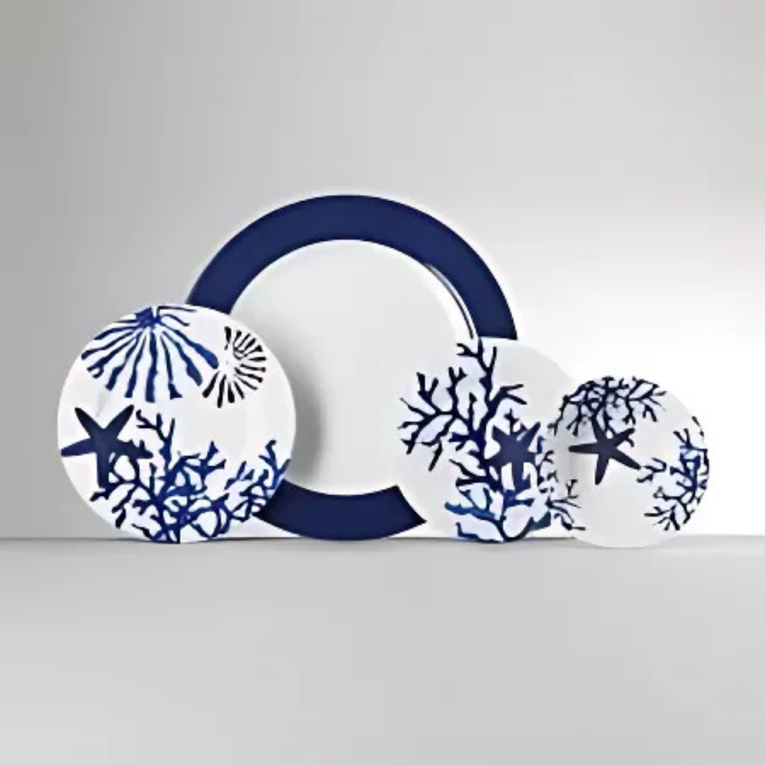 Plates - Mario Luca Giusti - Mario Luca Giusti Corallo Blue Dinner Plates Set of 2 - The Gift Company