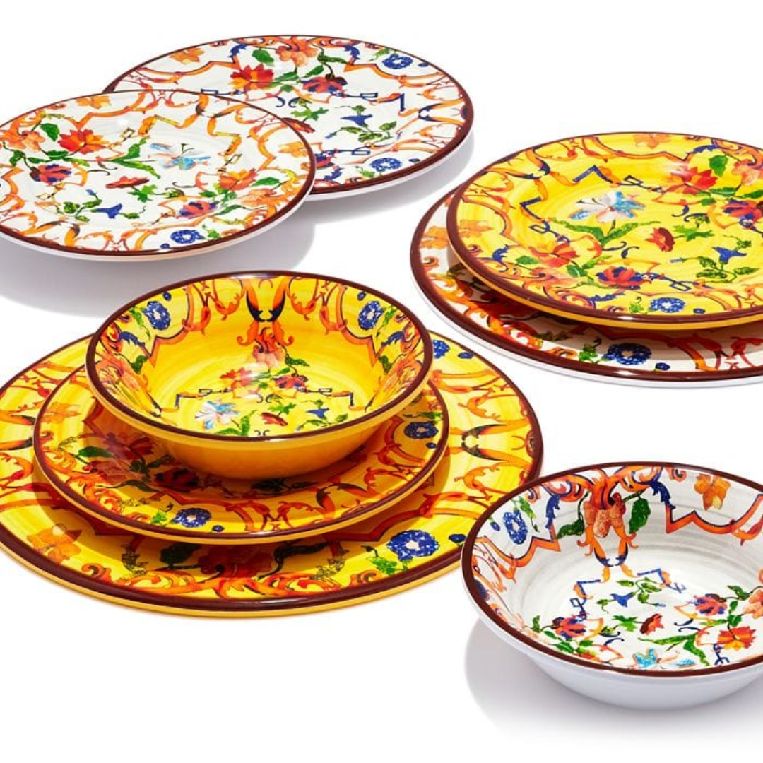 Plates - Mario Luca Giusti - Mario Luca Giusti Pancale Yellow Fruit Plates Set of 6 - The Gift Company