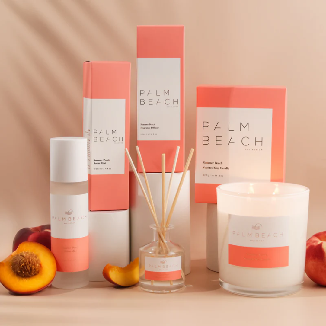 Reed Diffuser - Palm Beach - Palm Beach Summer Peach Mini Fragrance Diffuser 50mL - The Gift Company