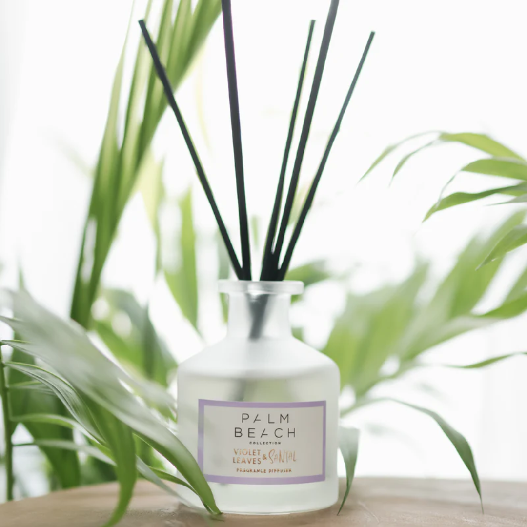 Reed Diffuser - Palm Beach - Palm Beach Violet Leaves & Santal 50mL Mini Fragrance Diffuser - The Gift Company