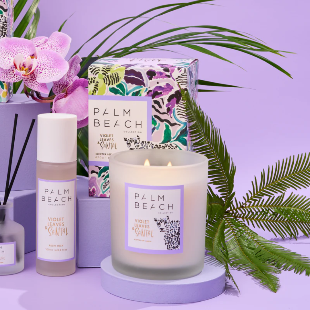 Reed Diffuser - Palm Beach - Palm Beach Violet Leaves & Santal 50mL Mini Fragrance Diffuser - The Gift Company
