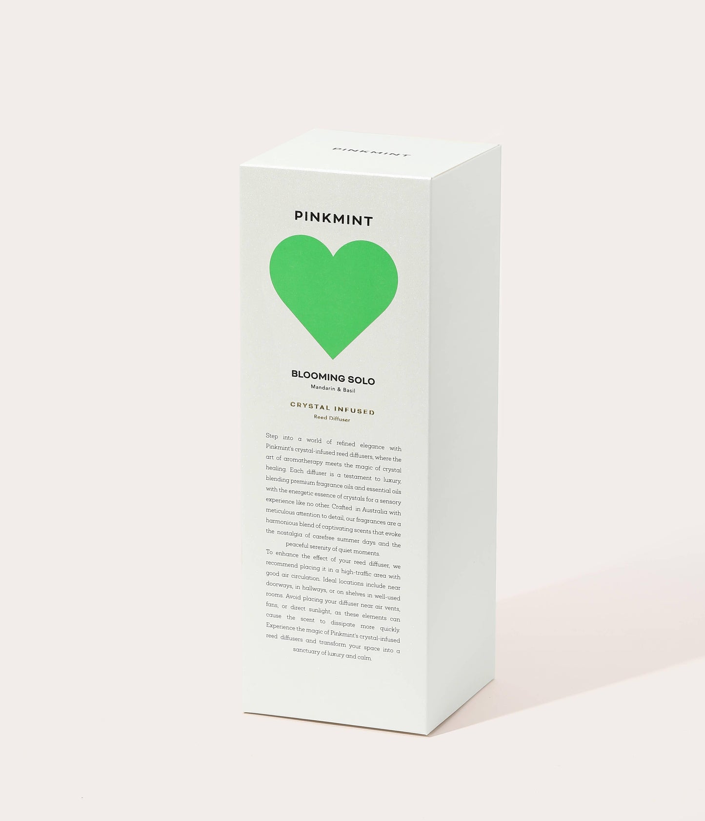 Reed Diffuser - Pinkmint Candle - Pinkmint Candle Blooming Solo Reed Diffuser Crystal Infused (Mandarin & Basil) 200ml - The Gift Company