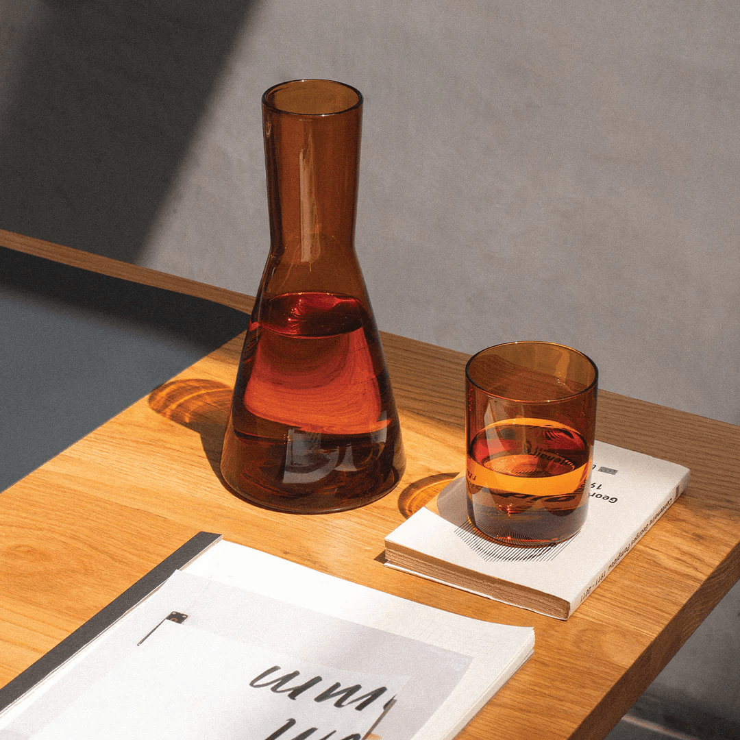Serving Pitcher - Studio Milligram - Studio Milligram Carafe and Cup Gift Set Amber (725ml) - The Gift Company