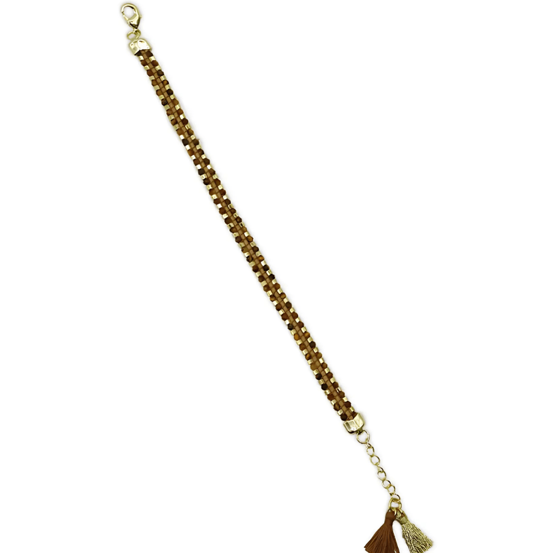 Stone Pearl Bracelet - Zjoosh - Zjoosh Chocolate Beaded Tassel Bracelet - The Gift Company