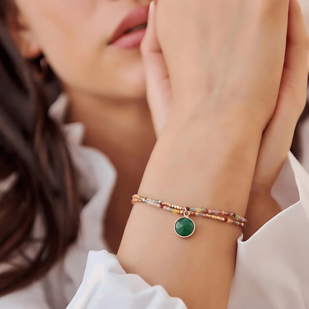 Stone Pearl Bracelet - Zjoosh - Zjoosh Colourful Stone Stretch Bracelet - The Gift Company