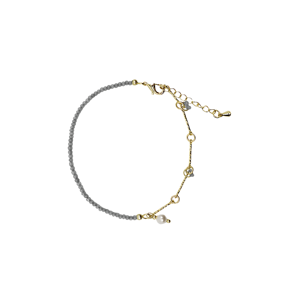 Stone Pearl Gold Bracelet - Zjoosh - Zjoosh Grey Stone Pearl and Gold Bracelet - The Gift Company