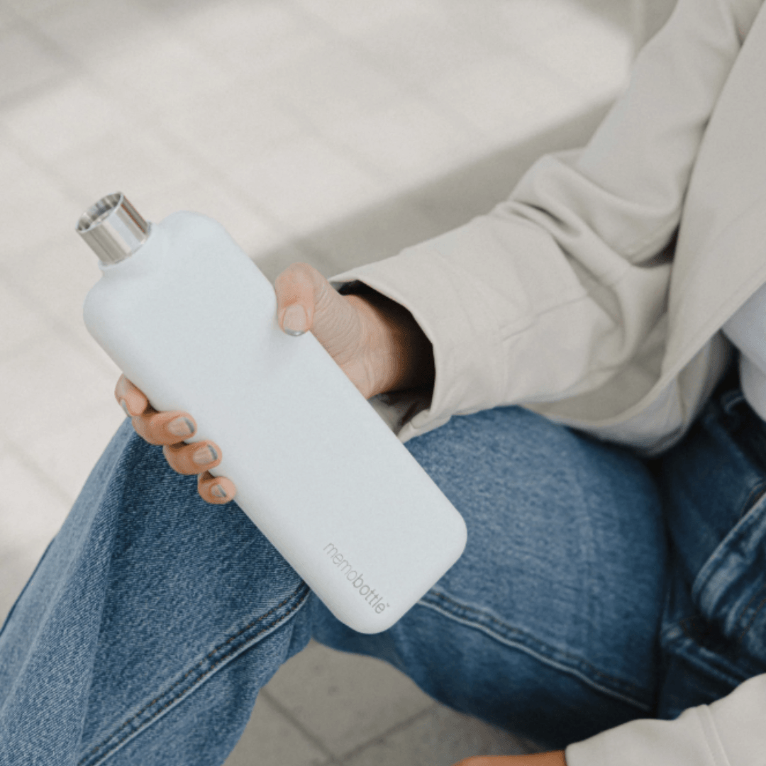 Water Bottle - memobottle - memobottle Slim Stainless Steel White (600ml) - The Gift Company
