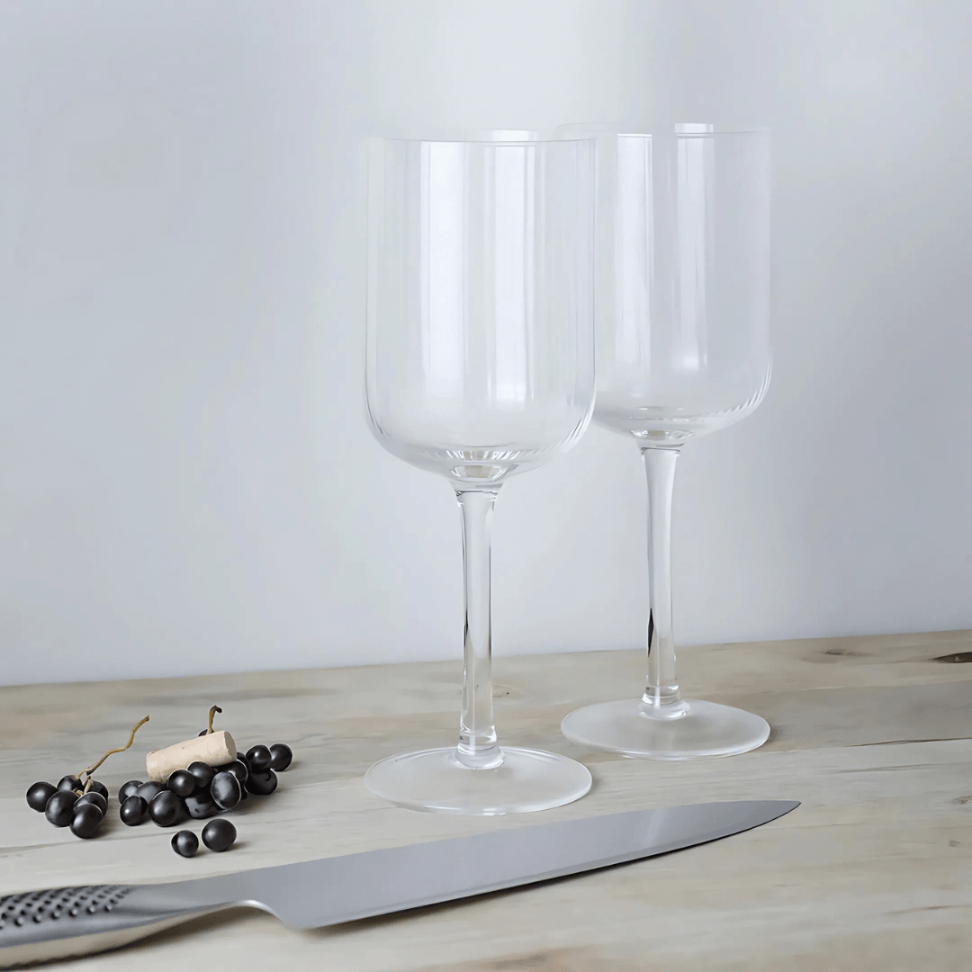 Wine Glass - Sage & Cooper - Sage & Cooper - Ivy Ribbed Wine Glasses Set of 4 - The Gift Company