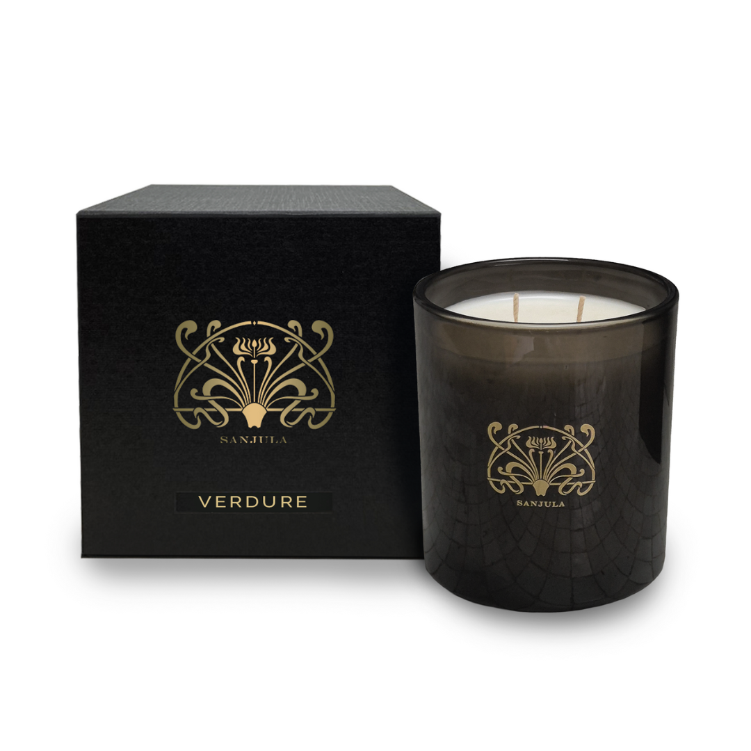 XL PREMIUM CANDLE - SANJULA - SANJULA Verdure XL Transparent Black Jar 430g - The Gift Company