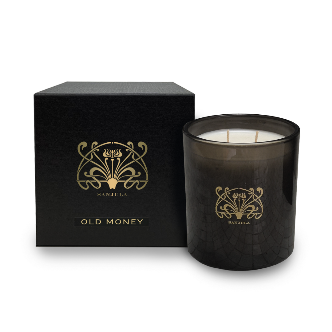 XL PREMIUM JAR CANDLE - SANJULA - SANJULA Old Money XL Transparent Black Jar 430g - The Gift Company