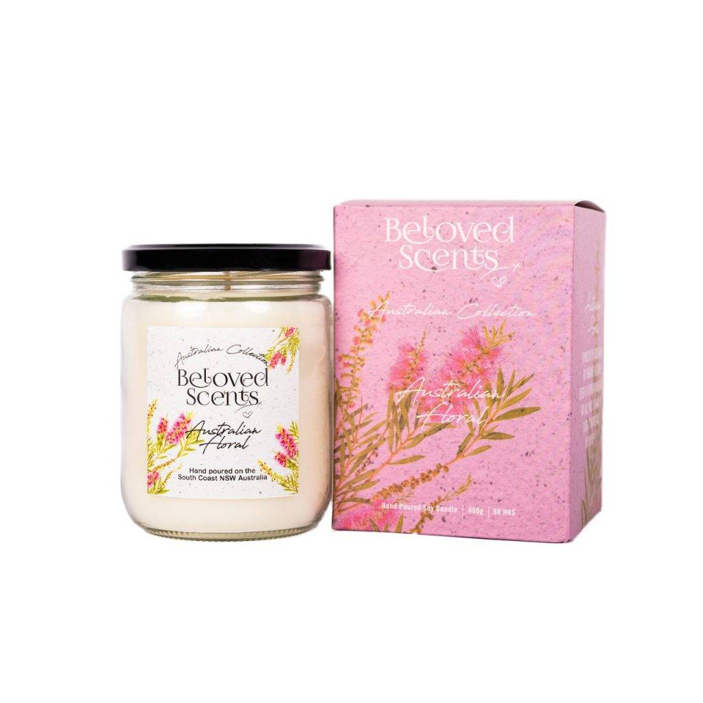 Beloved Scents Australian Floral Soy Candle 500mL – 80+hr Burn