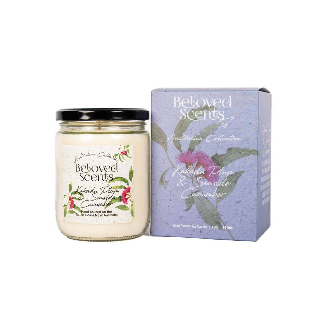 Beloved Scents Kakadu Plum & Seaside Cucumber Soy Candle 500mL – 80+hr Burn