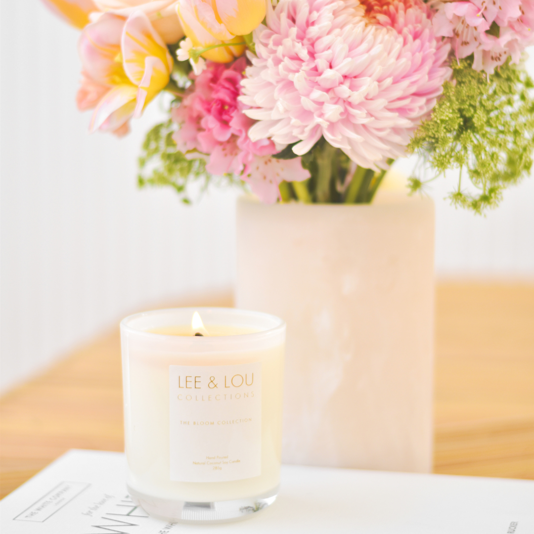 Lee & Lou Coconut & Lime Bloom Candle 285g styled product image 2