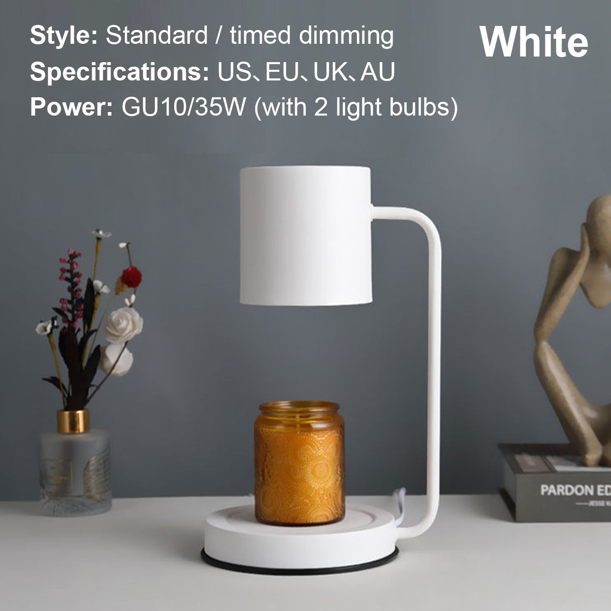 Candle Warmer Lamp with Timer & Dimmer Halogen Heating - The Gift Company