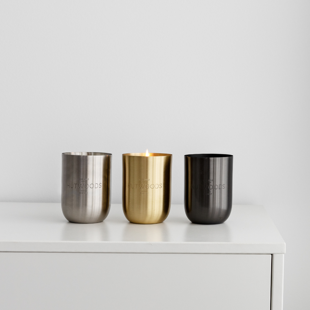 Hutwoods Bergamot & Anjou Pear Matte Black Vessel Candle Extra Large 200+ Hours Burn Time lifestyle image 6