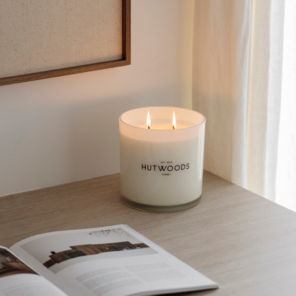 Hutwoods Leather & Oud Candle Extra Large 250+ Hours Burn Time lifestyle image 3