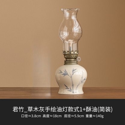Hand-Drawn Flowers Kerosene Lamp Style Candle Holder