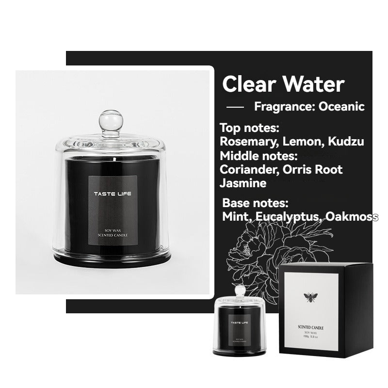 Premium Soy Wax Scented Candle with Glass Cloche