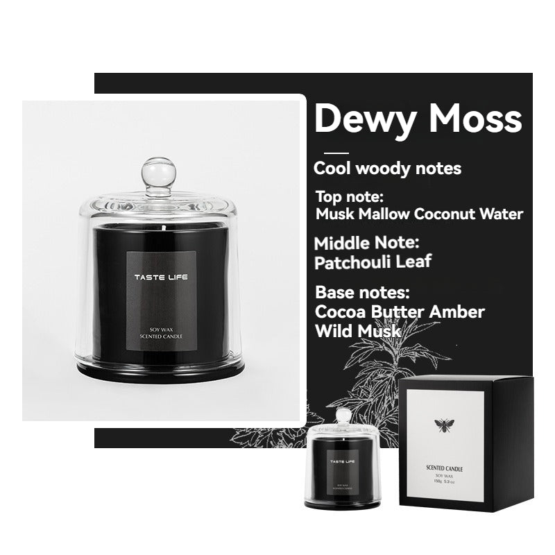 Premium Soy Wax Scented Candle with Glass Cloche