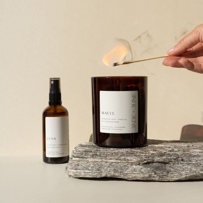 Jade + June Maeve Crystal-Infused Soy Candle – 45hr Burn supplier image 4