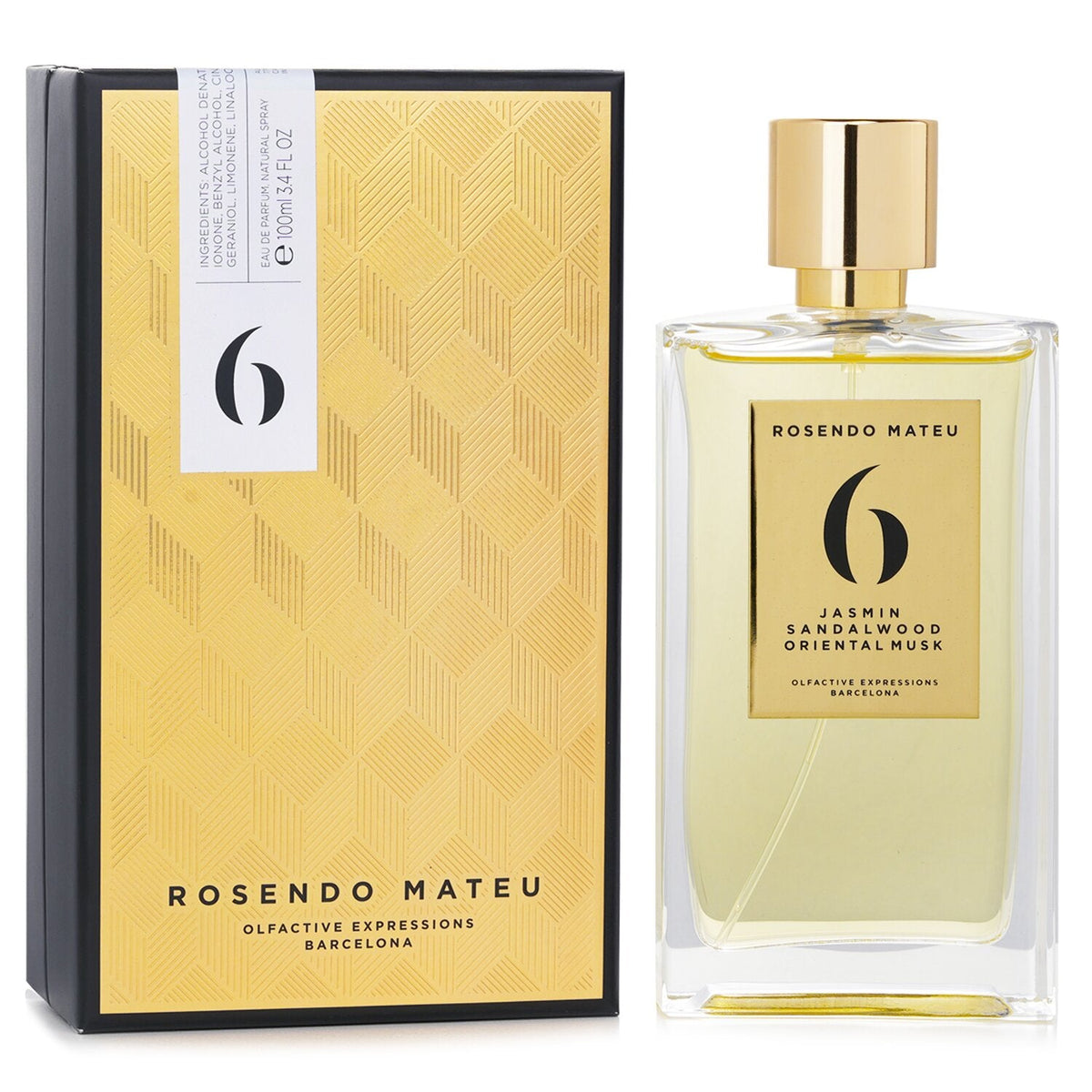 Rosendo Mateu No. 6 Jasmine, Sandalwood, Oriental Musk Eau de Parfum 100mL packaging image