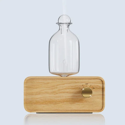 Glass Essential Oil Nebulizer Diffuser with Wood Grain Base - The Gift Company